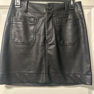 Maeve Black Faux Leather Mini Skirt